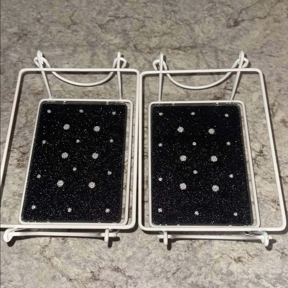 2 TEMP-TATIONS Black White Polka Dot 1 QT Baking Dish w/ Wire Rack Trivet Lid